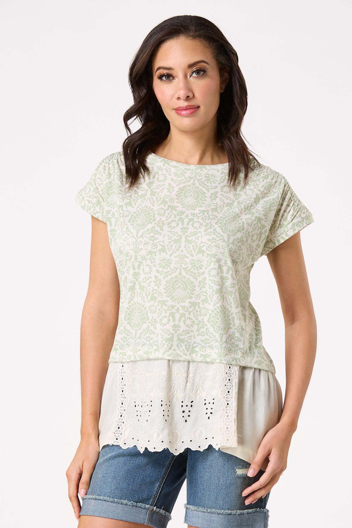 Floral Eyelet Layered Top