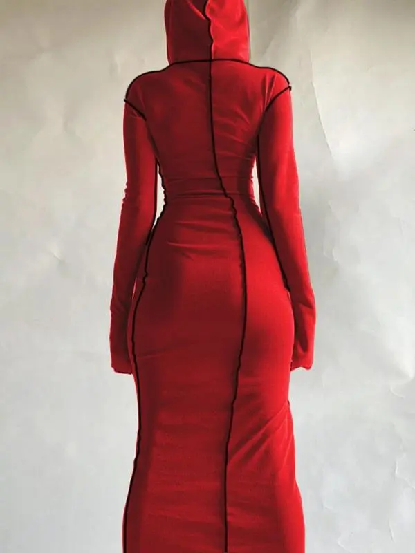 Women's Fall Winter Drop Shoulder Bodycon Hooded Dress