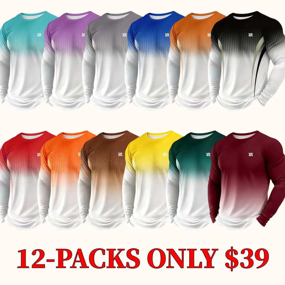 Men's long-sleeved fitness training T-shirt, made with breathable fabric