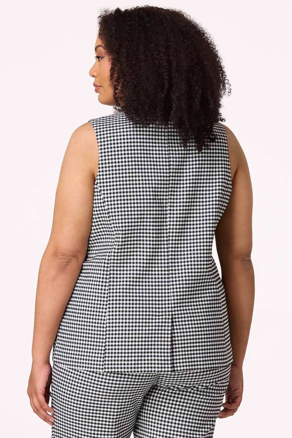 Plus Size Gingham Bengaline Vest