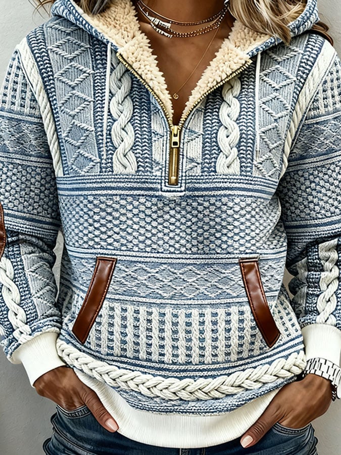 Women's Retro Western Print Hoodie