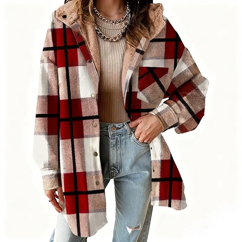 Women's Flannel Hooded Plaid