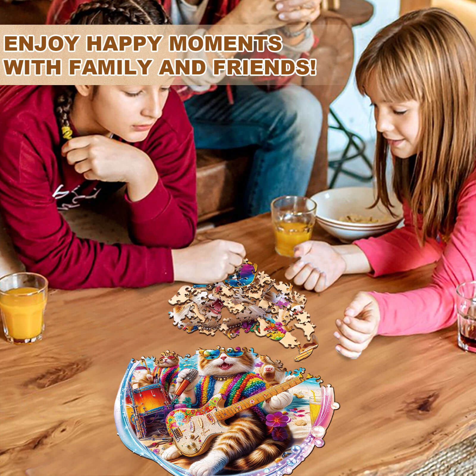 BEACHBAND CATS Wooden Jigsaw Puzzle