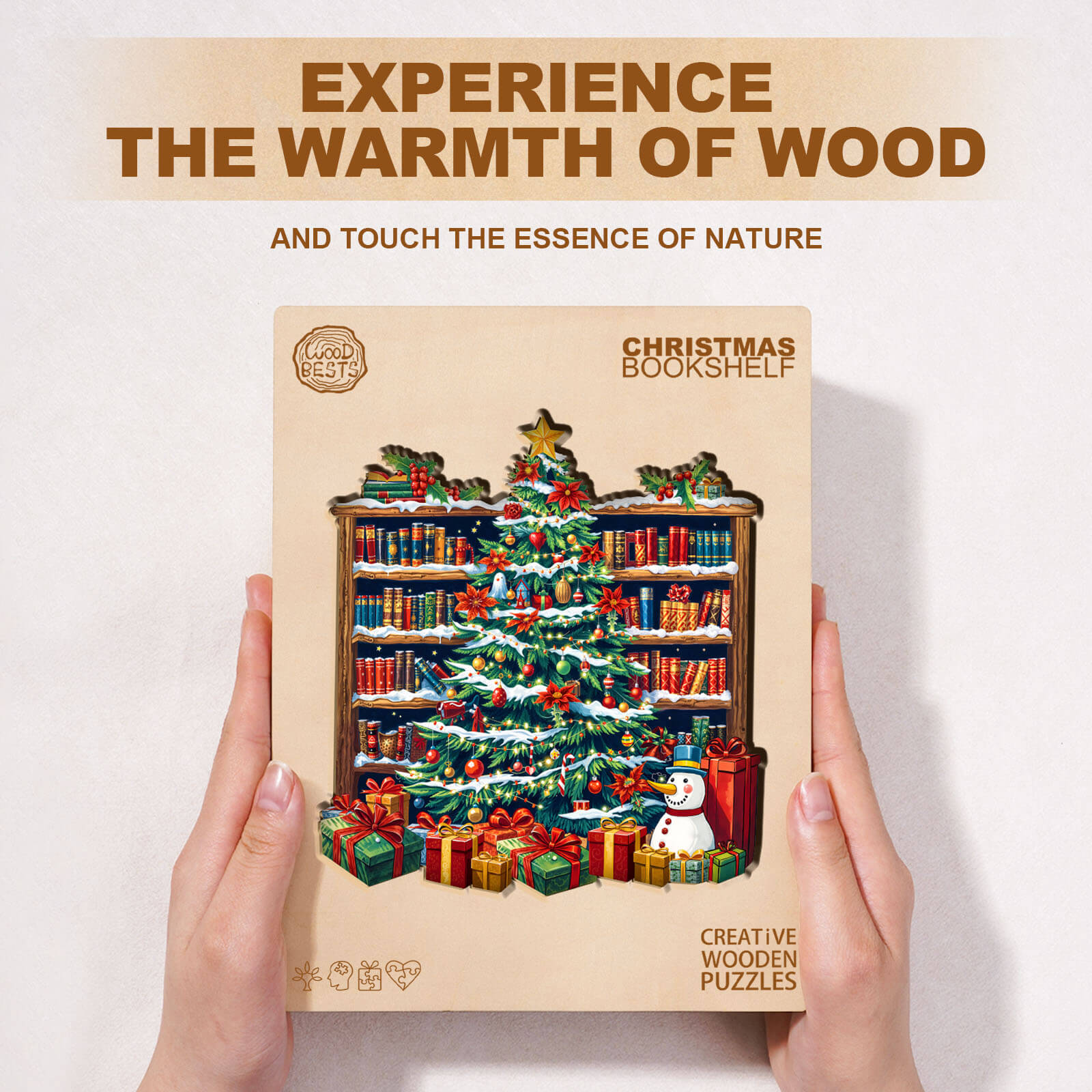Christmas bookshelf Wooden Jigsaw Puzzle