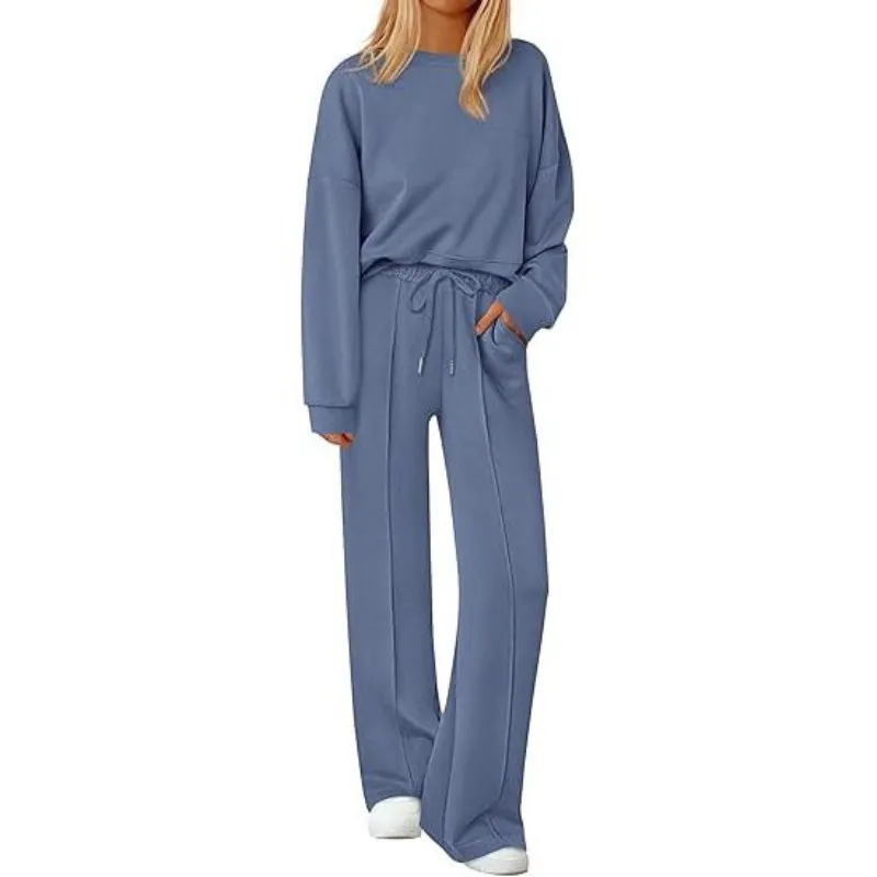 🔥Women's Long-Sleeved Sweatshirt and Wide-Leg Pants Set🔥