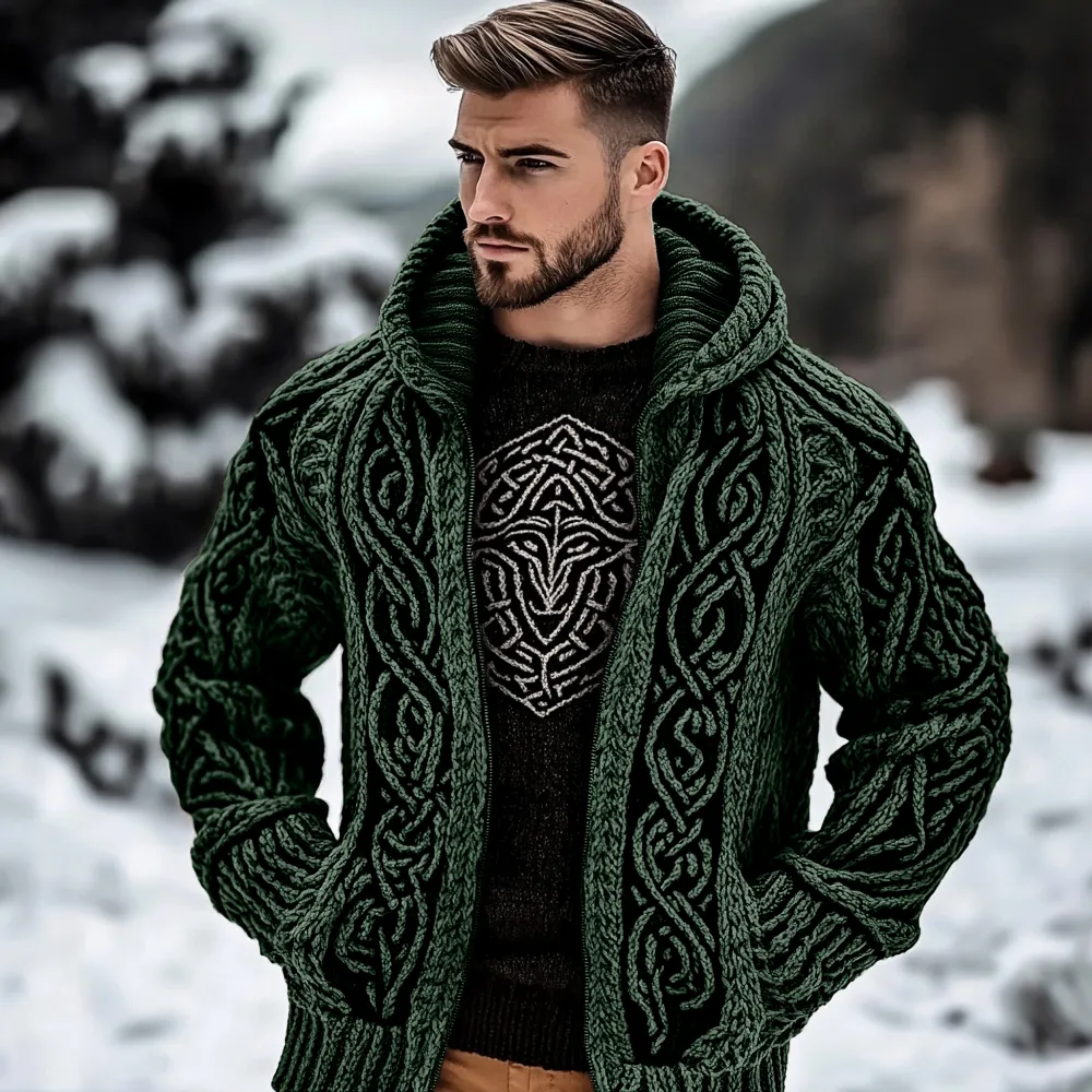 Men's Viking Kyle Style Extra Thick Hooded Zip-up Sweater