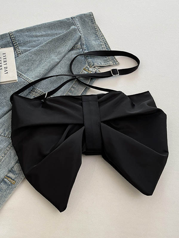 Bowknot Solid Color Zipper Shoulder Bags