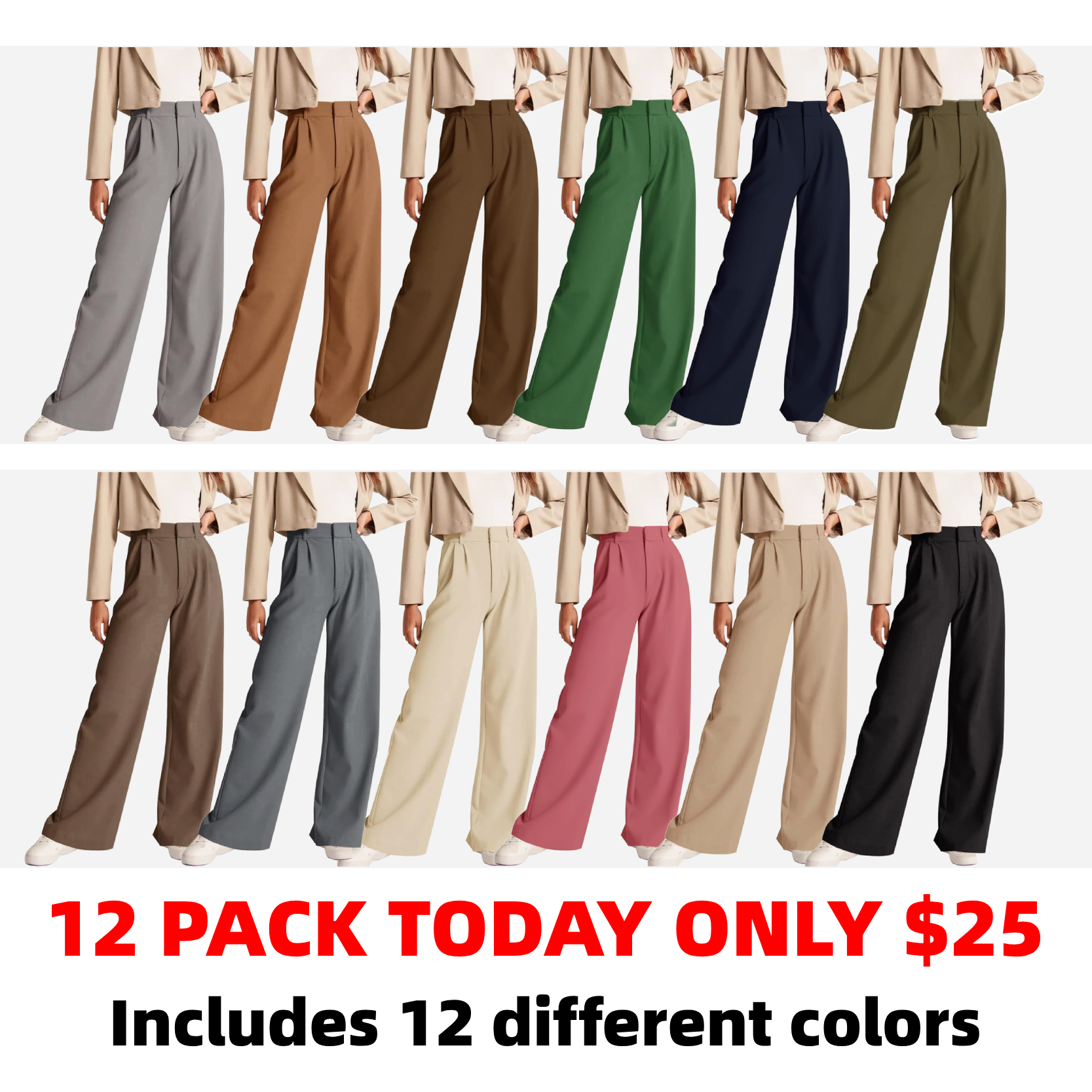 High-Waisted Work Pants for Women – Business Casual Office Trousers with Pockets