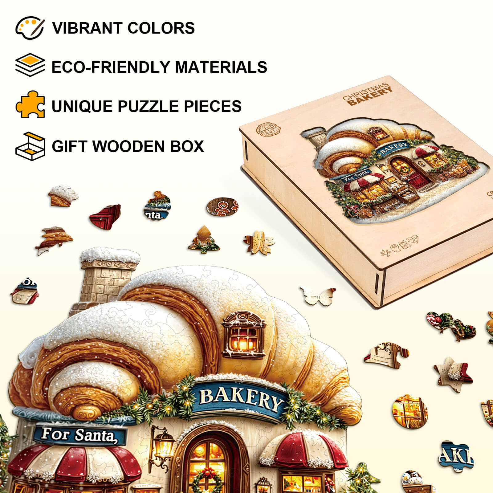 Christmas Bakery Wooden Jigsaw Puzzle
