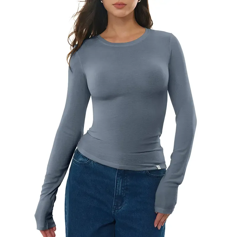 Women's Merino Wool Blend Long-Sleeved Crew Neck Top