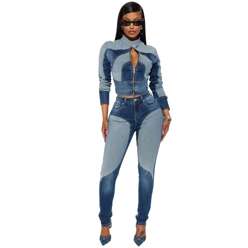 Women's Two Tone Denim Set