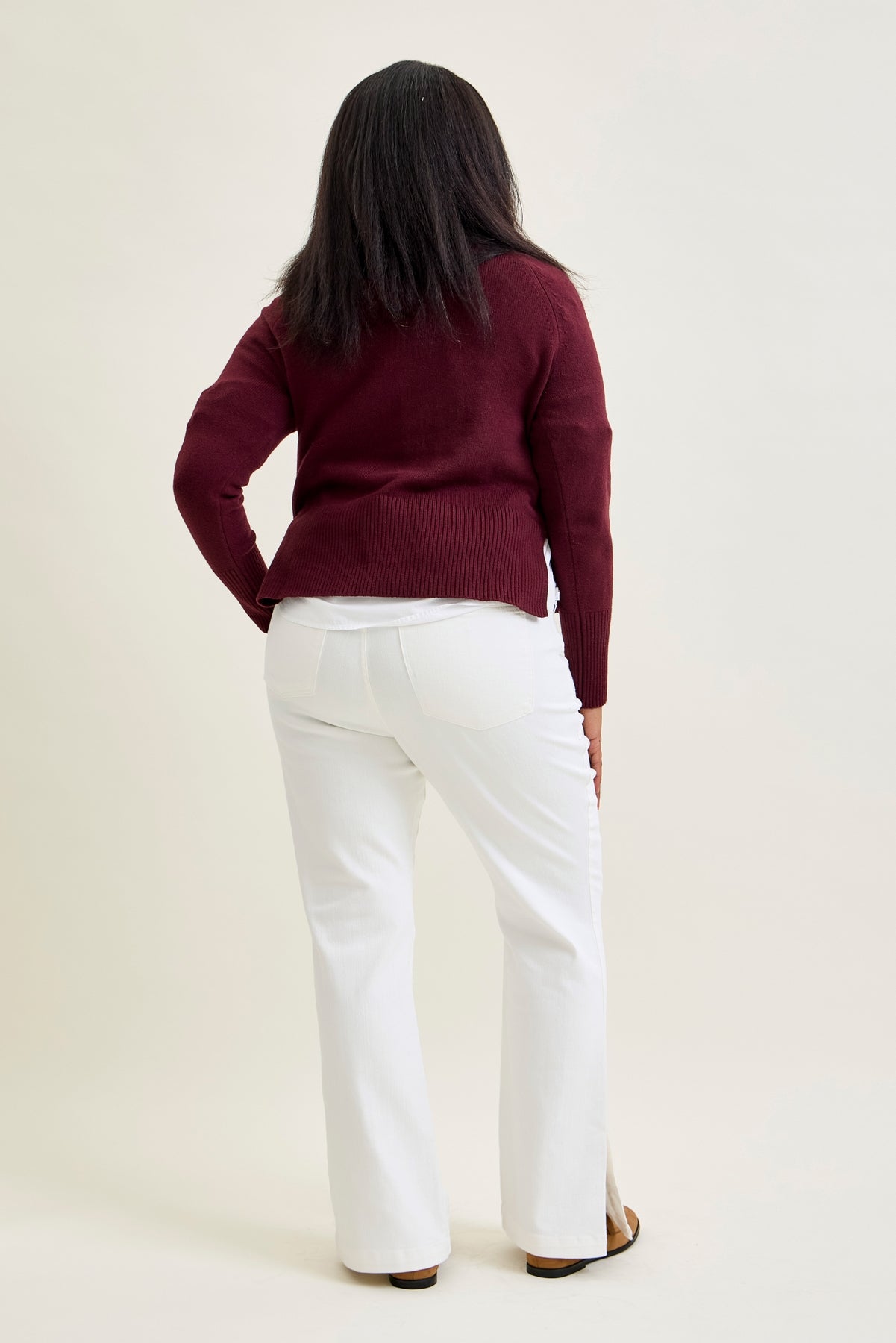 Lara White Slim Boot with Side Slit - PLUS