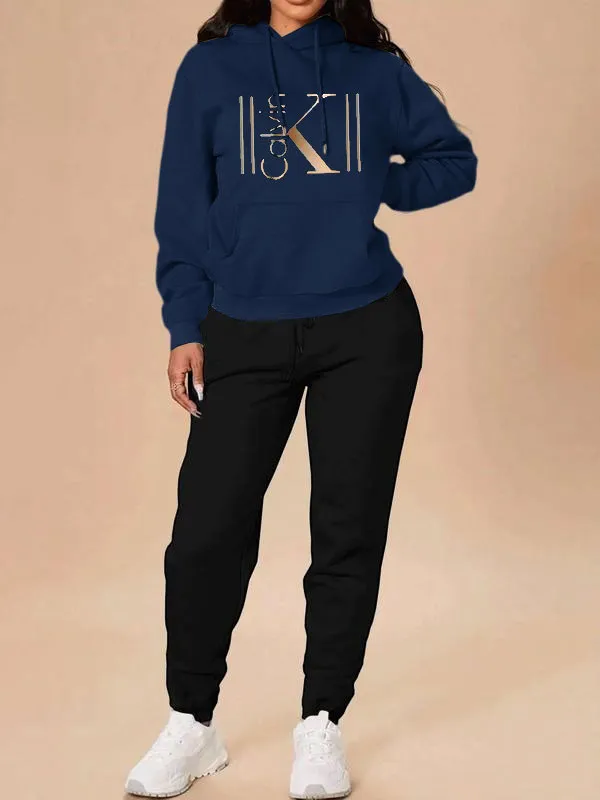 Women's Casual Hooded Sweatshirt Set