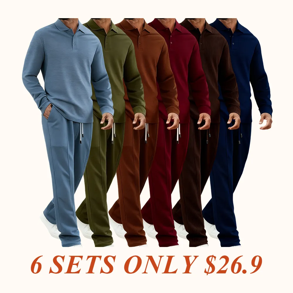 2-piece men's luxury retro suit set - Four season long sleeved jacket and pants with chest pocket