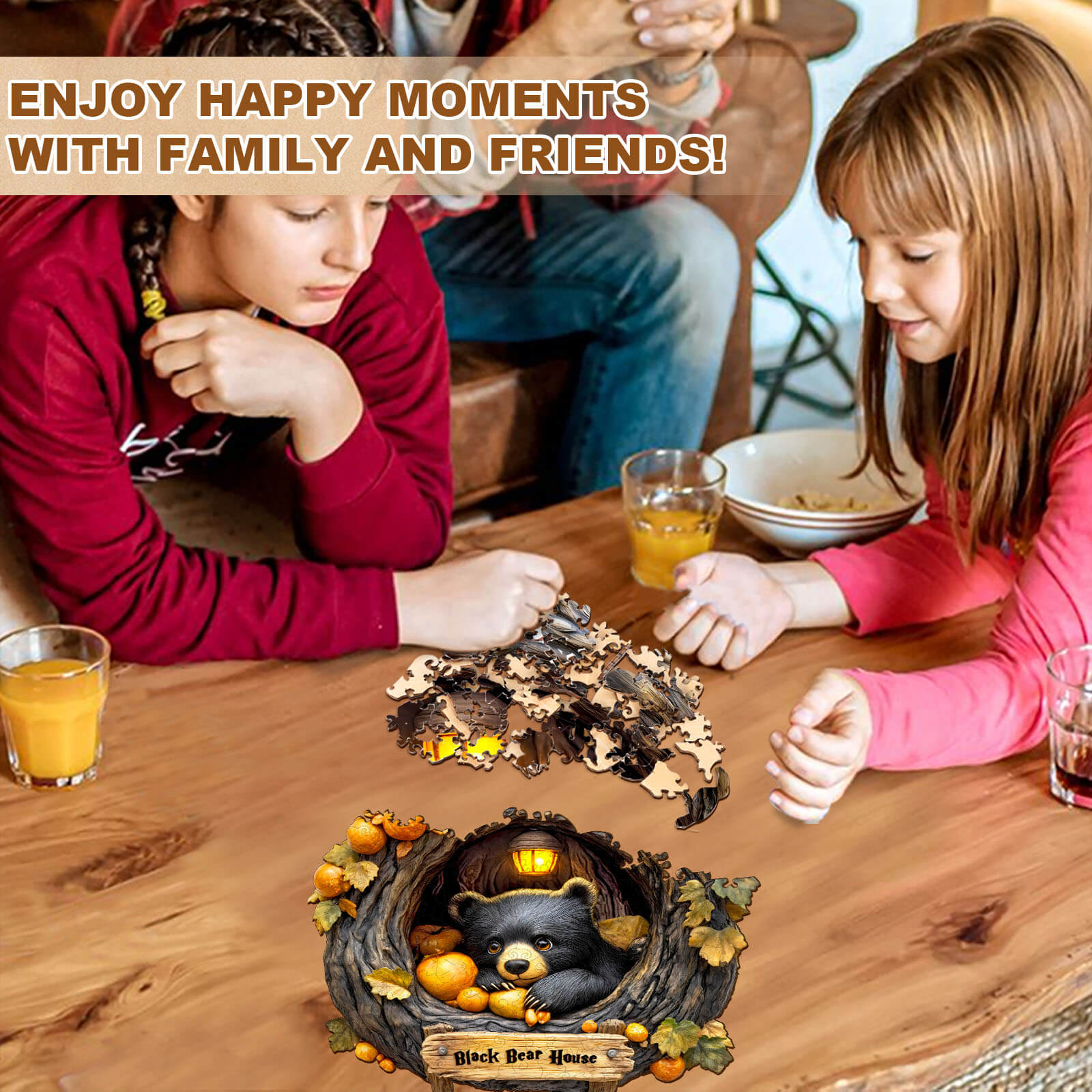 Orange Bear Wooden Jigsaw Puzzle