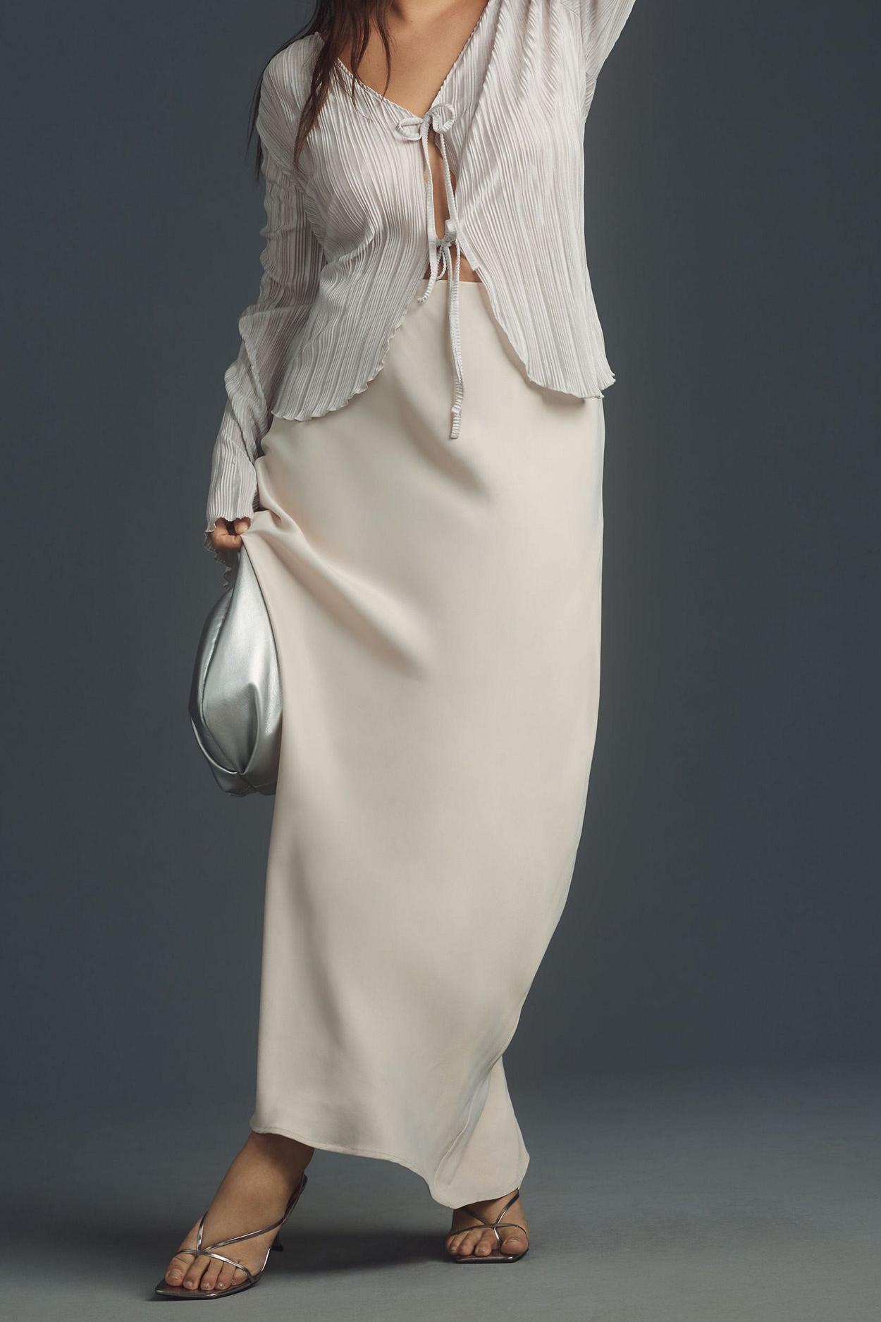 Embellished Side-Drape Maxi Skirt