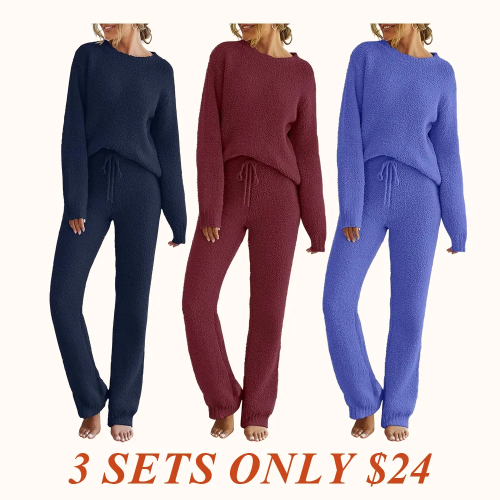 Womens Pajama Sets 2025 Fall Lounge Sweater Set