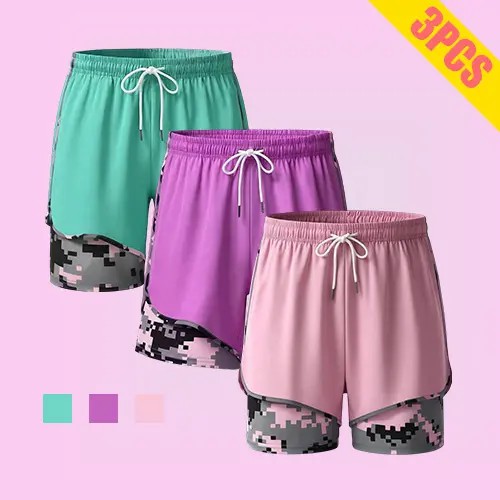 🔥Best Sale!!🔥Women’s 2-in-1 Athletic Running Shorts – Built-In Liner Active Workout Shorts