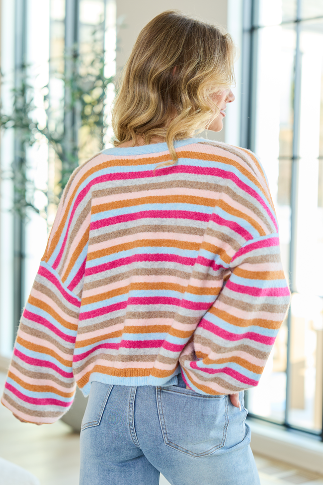 Jennie Multi Striped Cropped Cardigan