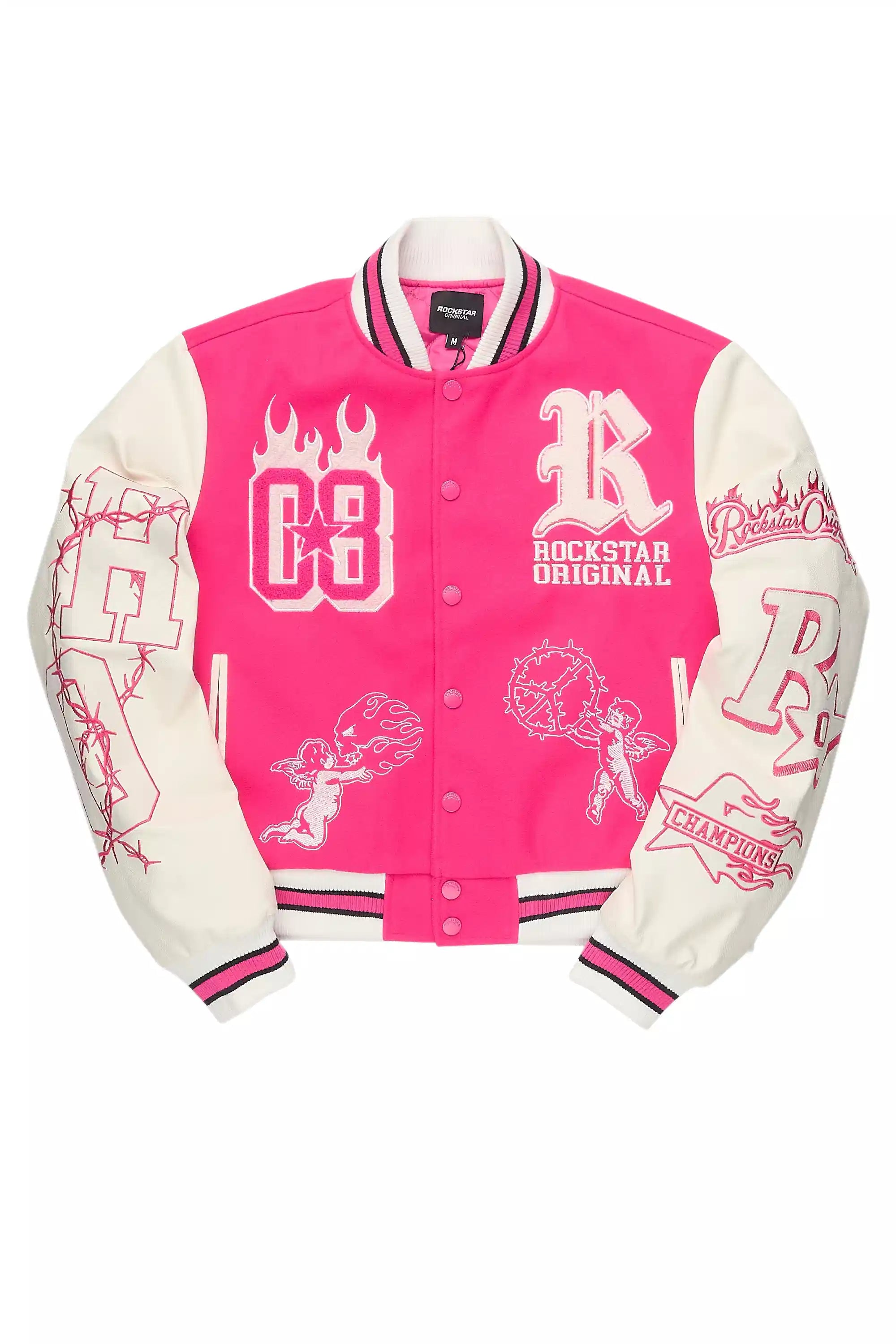 Sharray Hot Pink Oversized Varsity Jacket