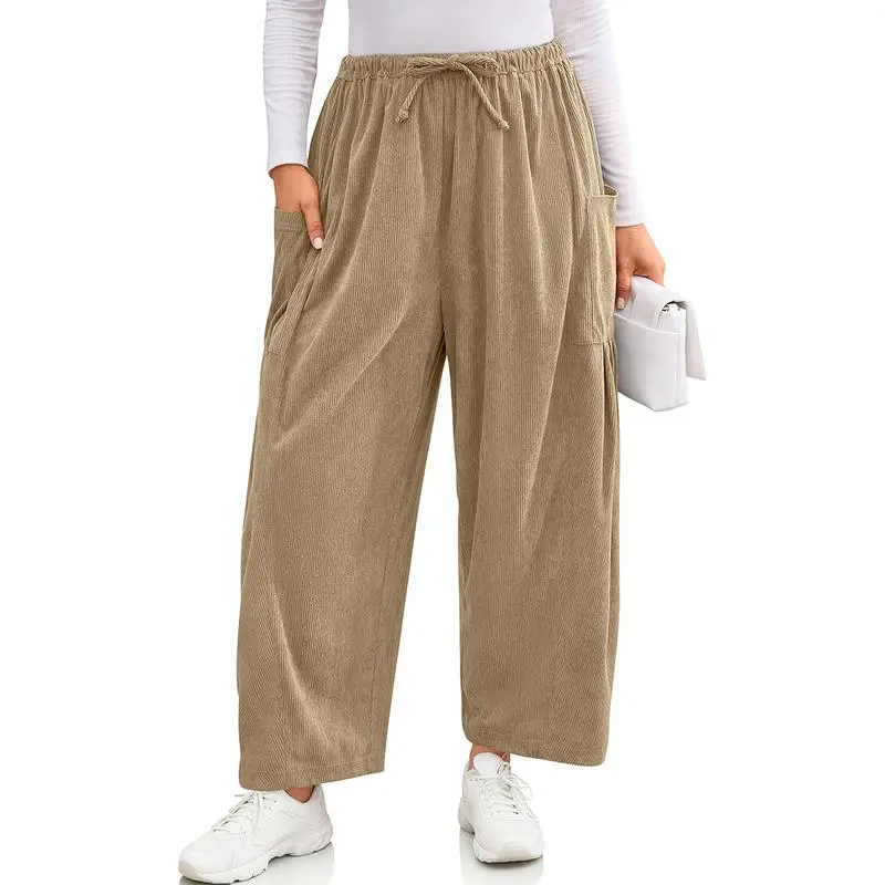 Womens Corduroy Pants Wide Leg Palazzo Harem Pants