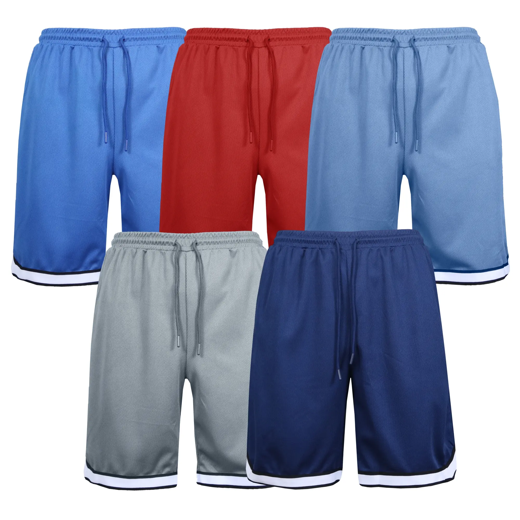 Men's 5-Pack Premium Active Moisture Wicking Workout Mesh Shorts With Trim Summer Outdoor Bottoms