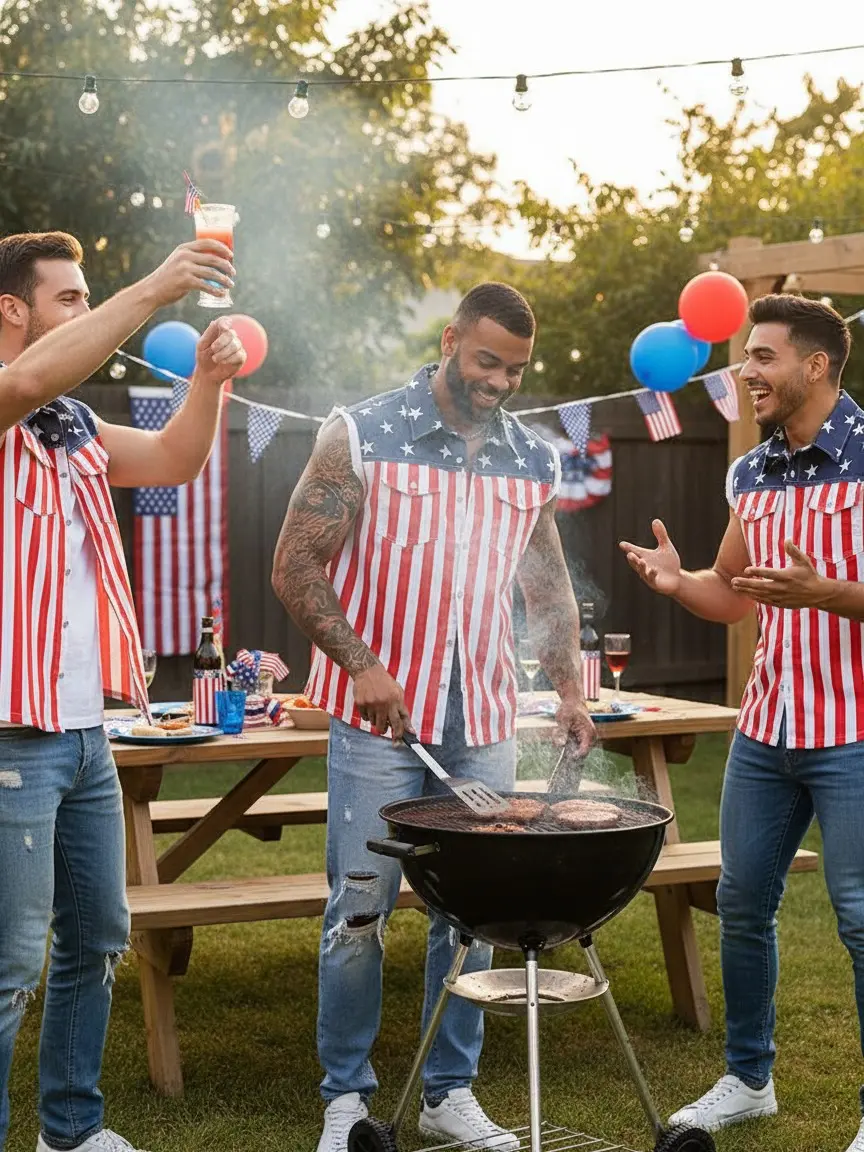 4th of July Men’s American Flag Denim Vest