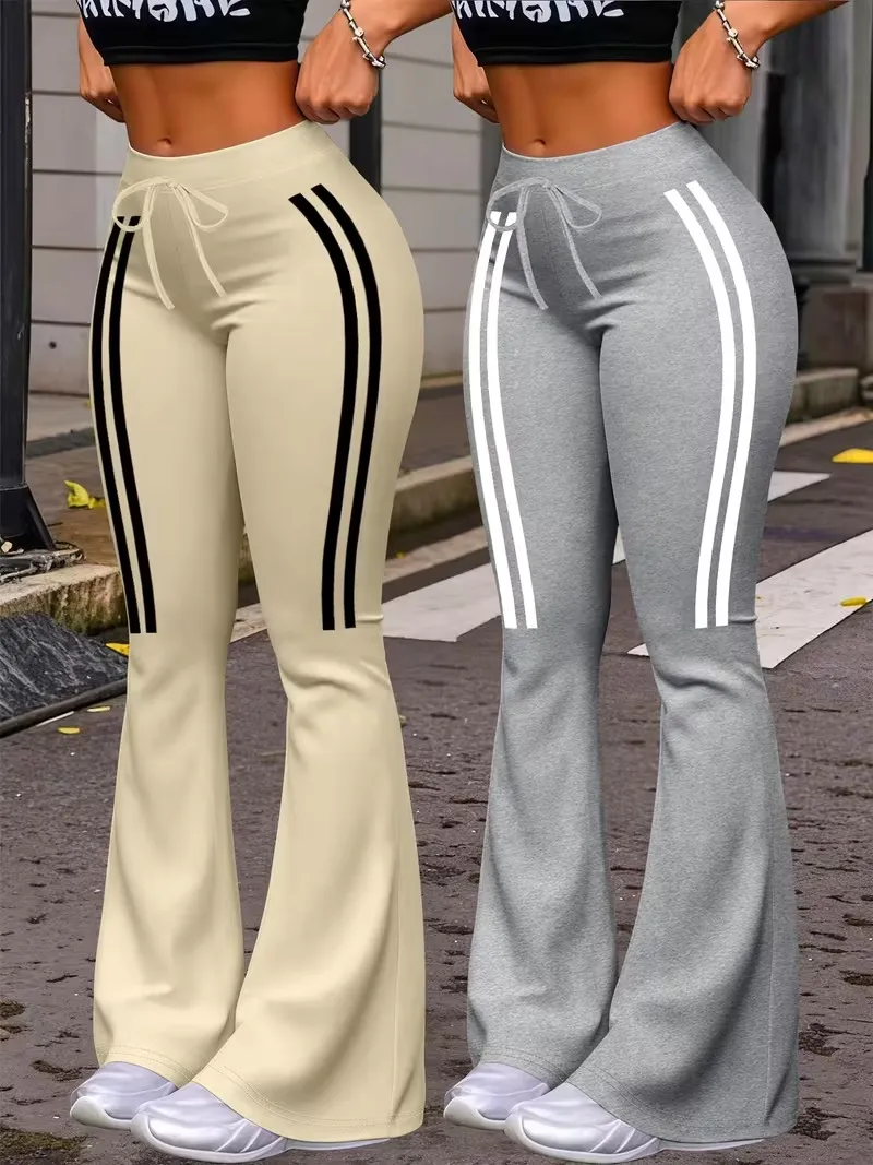 Women's Casual Fashion Long Pants, Unique Print, Drawstring Waist, Milk Silk Yoga Pants