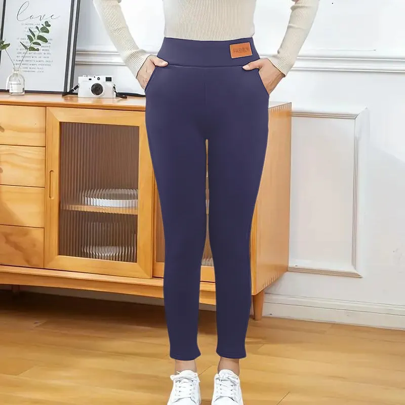 Women's solid casual plush leggings