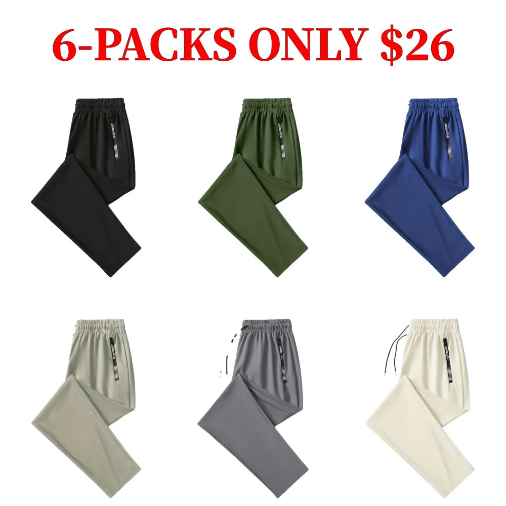 Men's simple and stylish casual trousers - with drawstring waist and zippered pockets