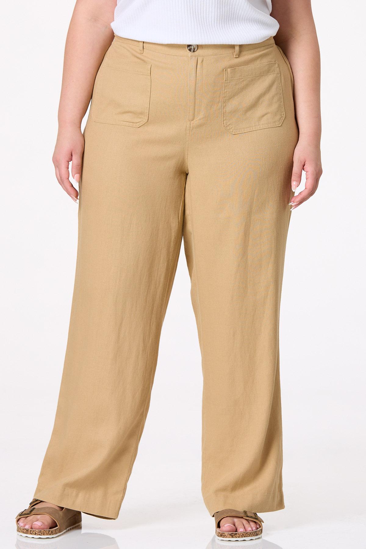 Plus Size Patch Pocket Linen Pants