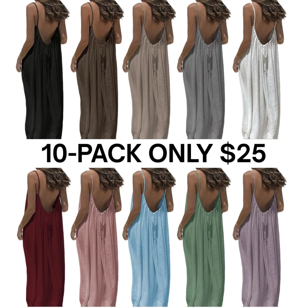 🔥Last Day 95% OFF🔥Women's Solid Color Cami Lounge Dress