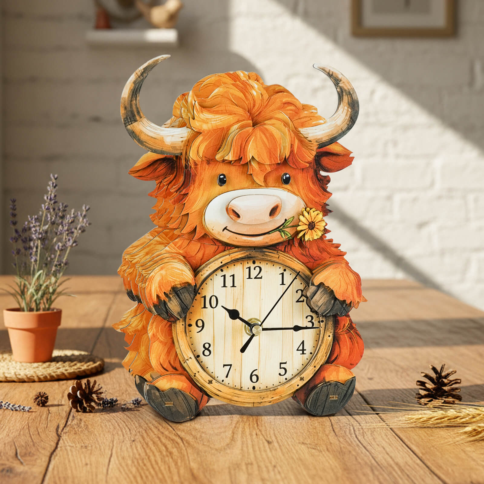 Highland Cattle – DIY Wooden Clock, 3D Puzzle Craft Kit