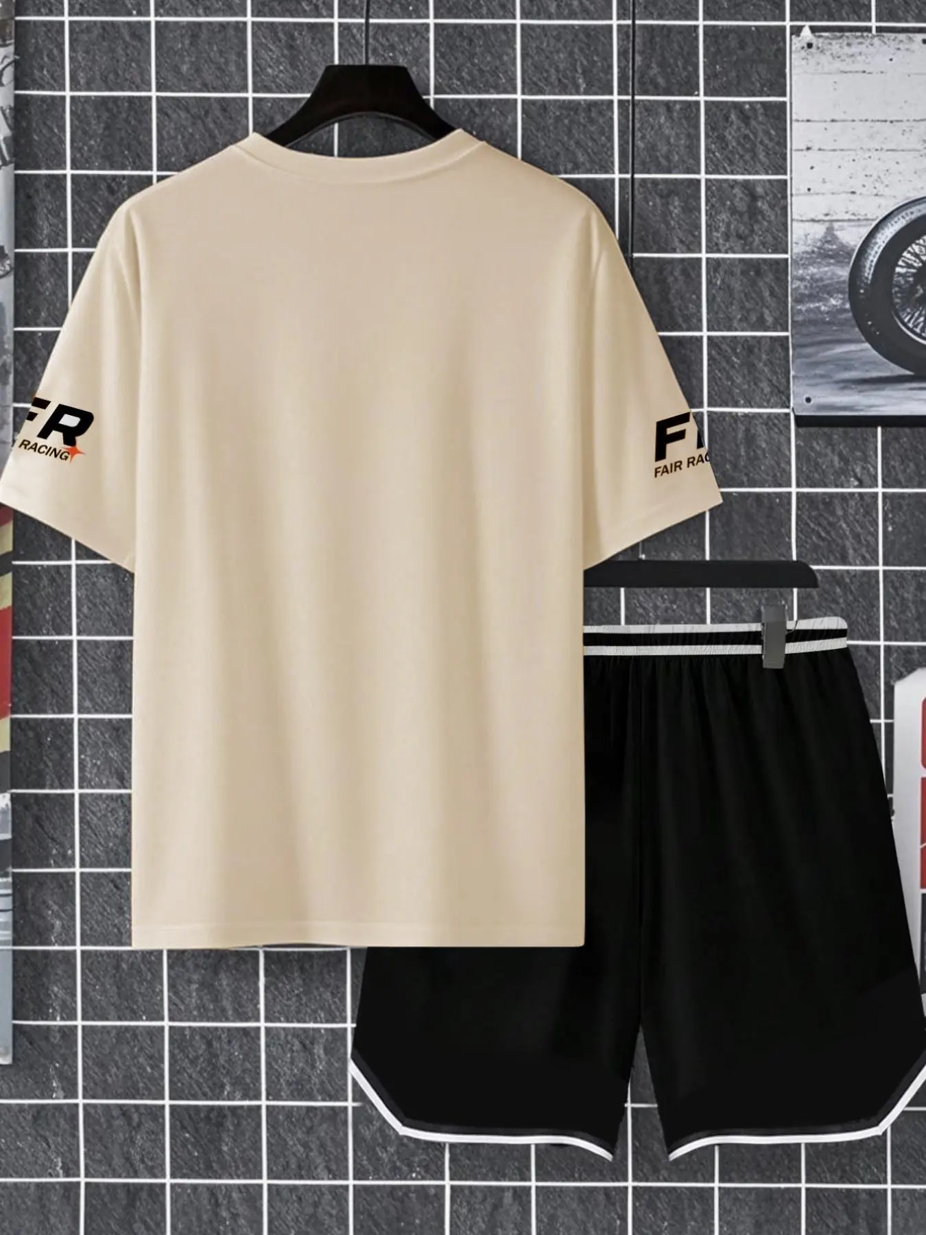 Two-Piece Set Men's Letter Print Short Sleeve T-shirt & Track Shorts Set