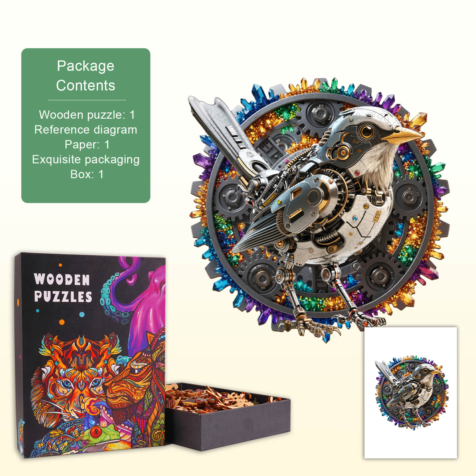 Crystal Mechbird Wooden Jigsaw Puzzle