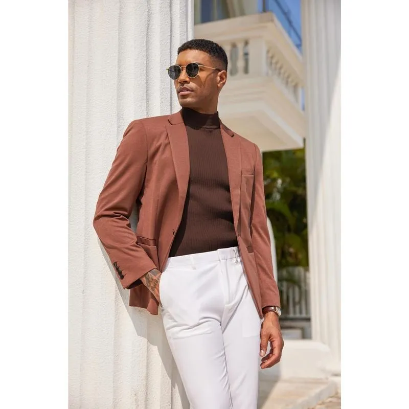 Men's Mock Turtleneck Sweater Short Sleeve Casual Basic Tops Ribbed Knit Pullover Solid Tee(100%Polyester)