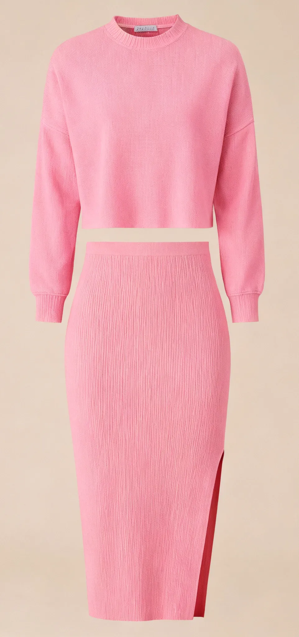 Women's 2-piece tracksuit: cropped top + left-slit skirt