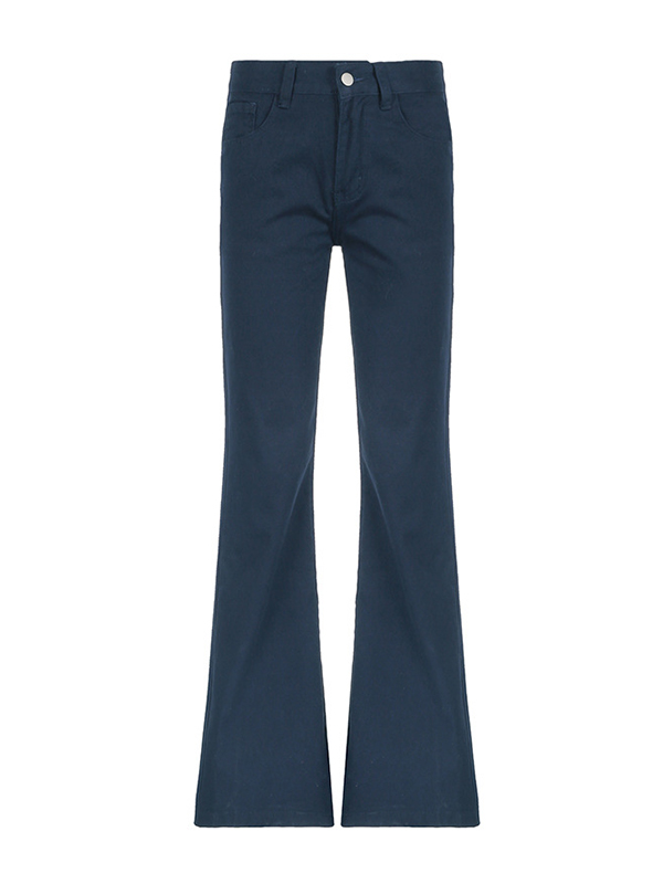 Solid Color Low Waist Flared Suit Pants