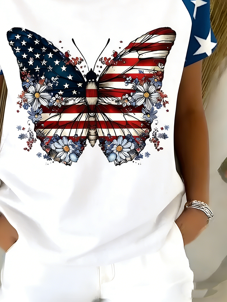 Butterfly V Neck Elegant T-Shirt