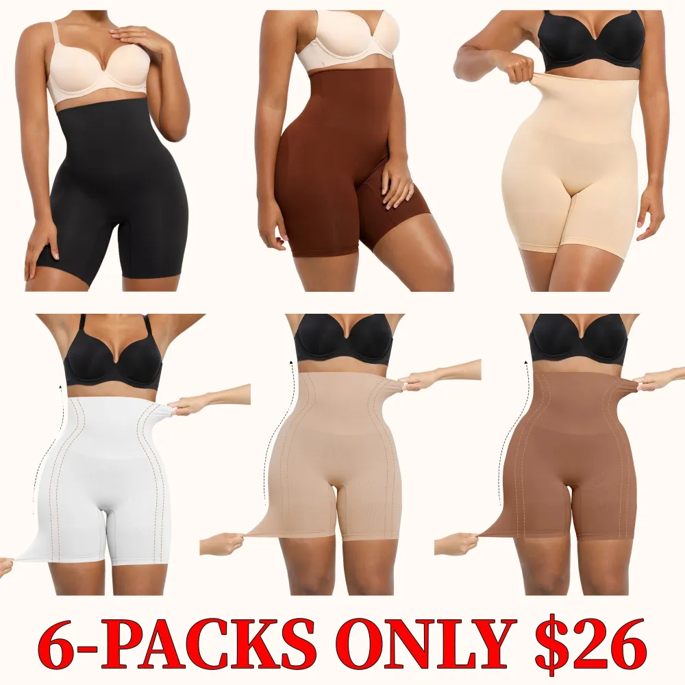 Shapellx Shapewear Sculpting Shorts for Women Seamless High Waisted Body Shaper Thigh Slimming Underwear