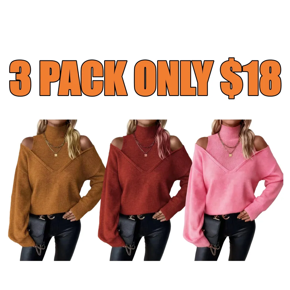 Women's Plain Cut Out High Neck Sweater