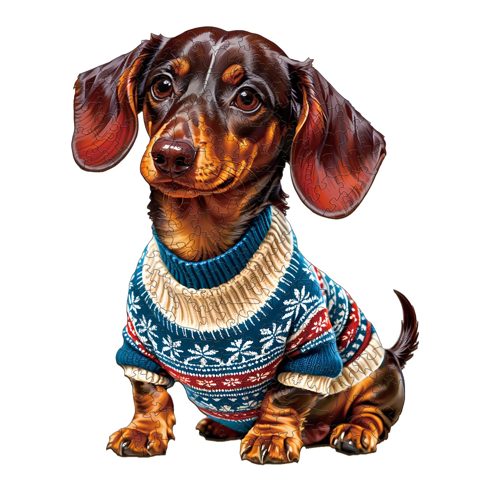 Trendy Dachshund Wooden Jigsaw Puzzle