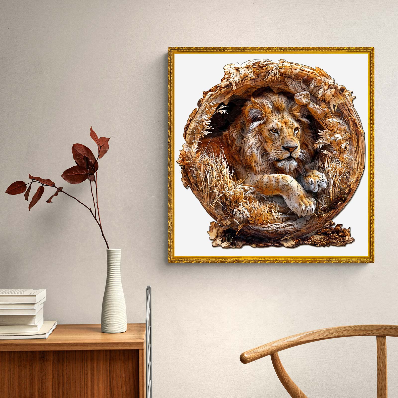 Lion In Cave Wooden Jigsaw Puzzle