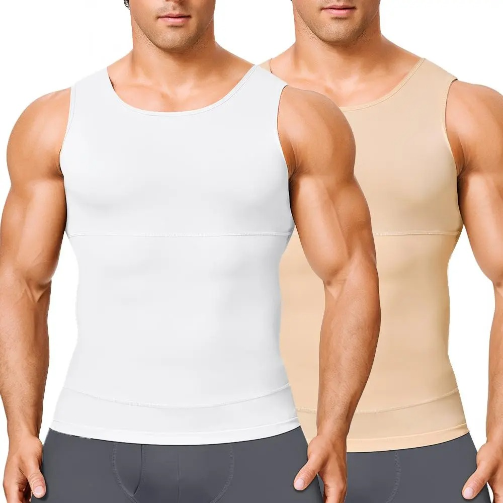 Men’s Silky Soft Compression Shapewear Tank, Slimming Body Shaper Vest with Waist & Chest Support