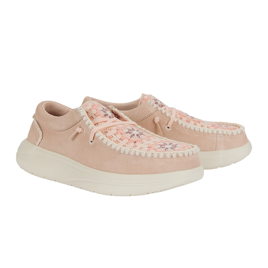 Wendy Comf Suede Crochet - Pale Pink/Multi
