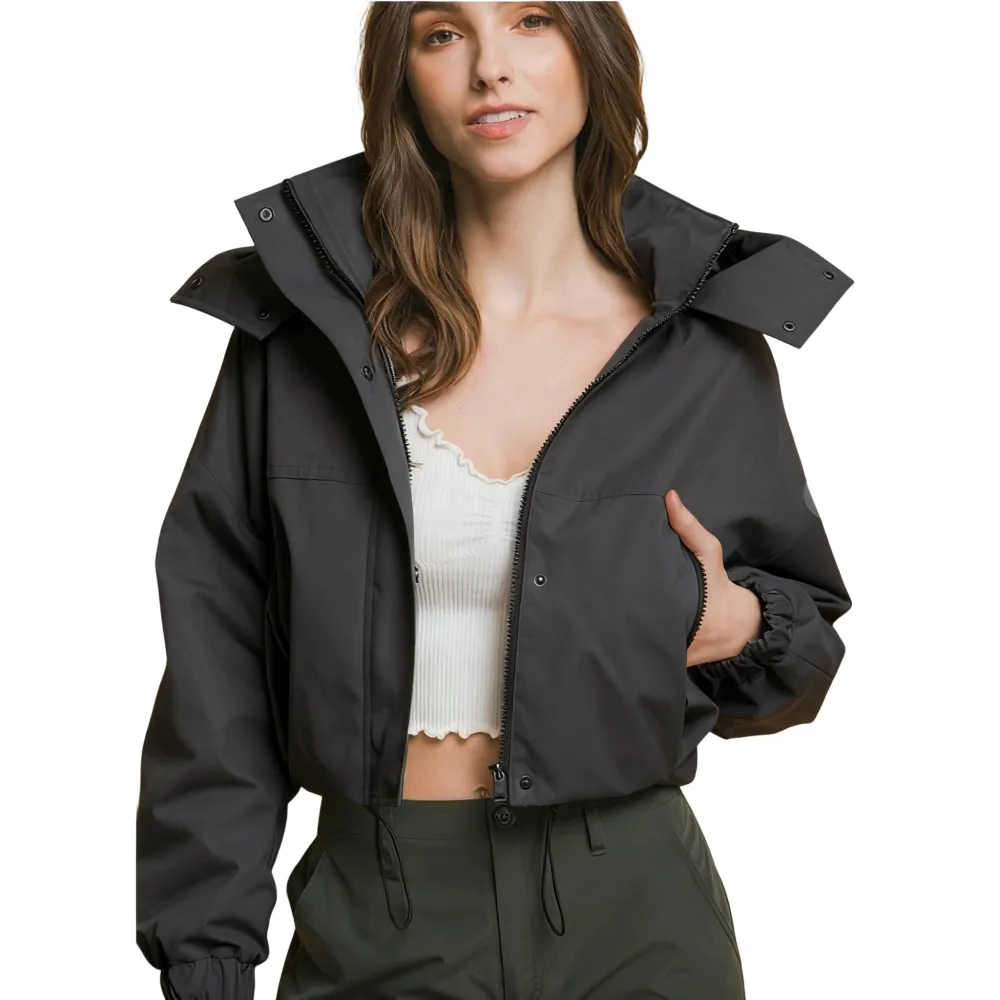 Women's Cropped Hooded Cargo Jacket
