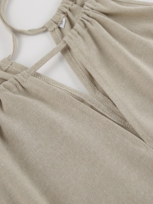 Loose Hollow Split-Joint Halter-Neck Vest + Elasticity High Waisted Pants Trousers Two Pieces Set