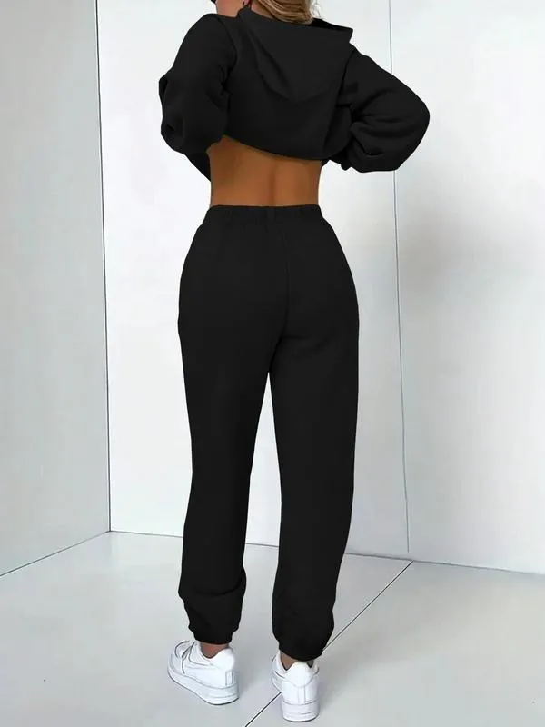 Women's Casual Hooded Sweatshirt Set