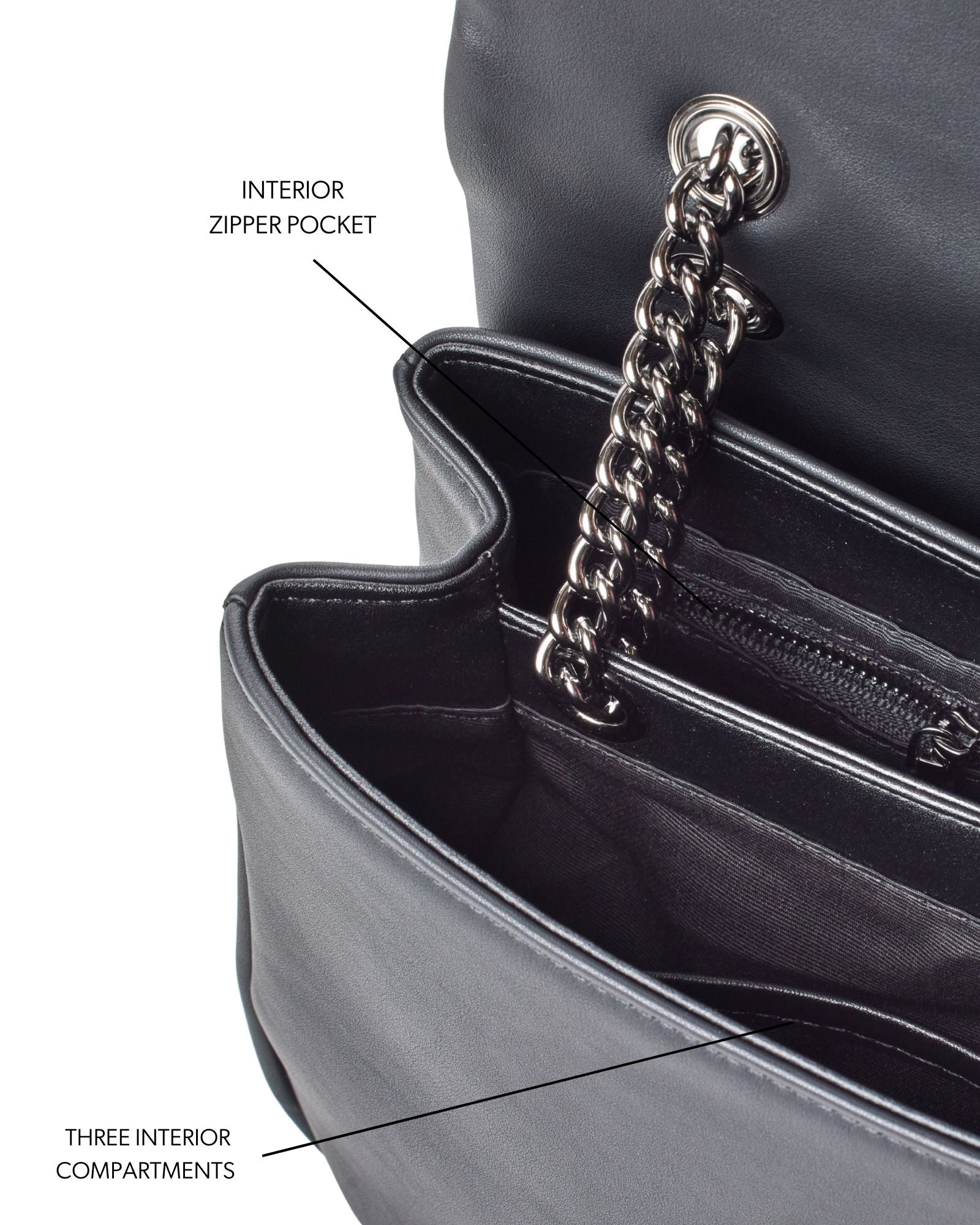 MEDIUM STANDARD FLAP BAG - BLACK