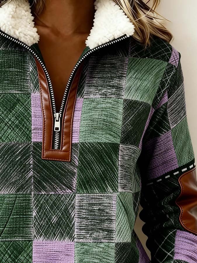 Women'S Casual Color Block Printed Pullover Sweatshirt
